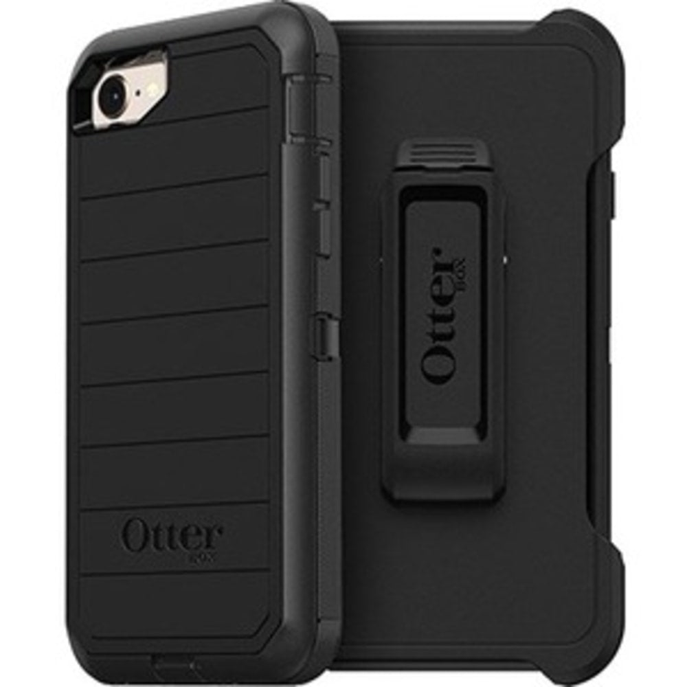 OtterBox Defender Series Pro Rugged Carrying Case Holster For Apple iPhone SE 2, iPhone SE 3, iPhone 8, iPhone 7 Smartphone, Black