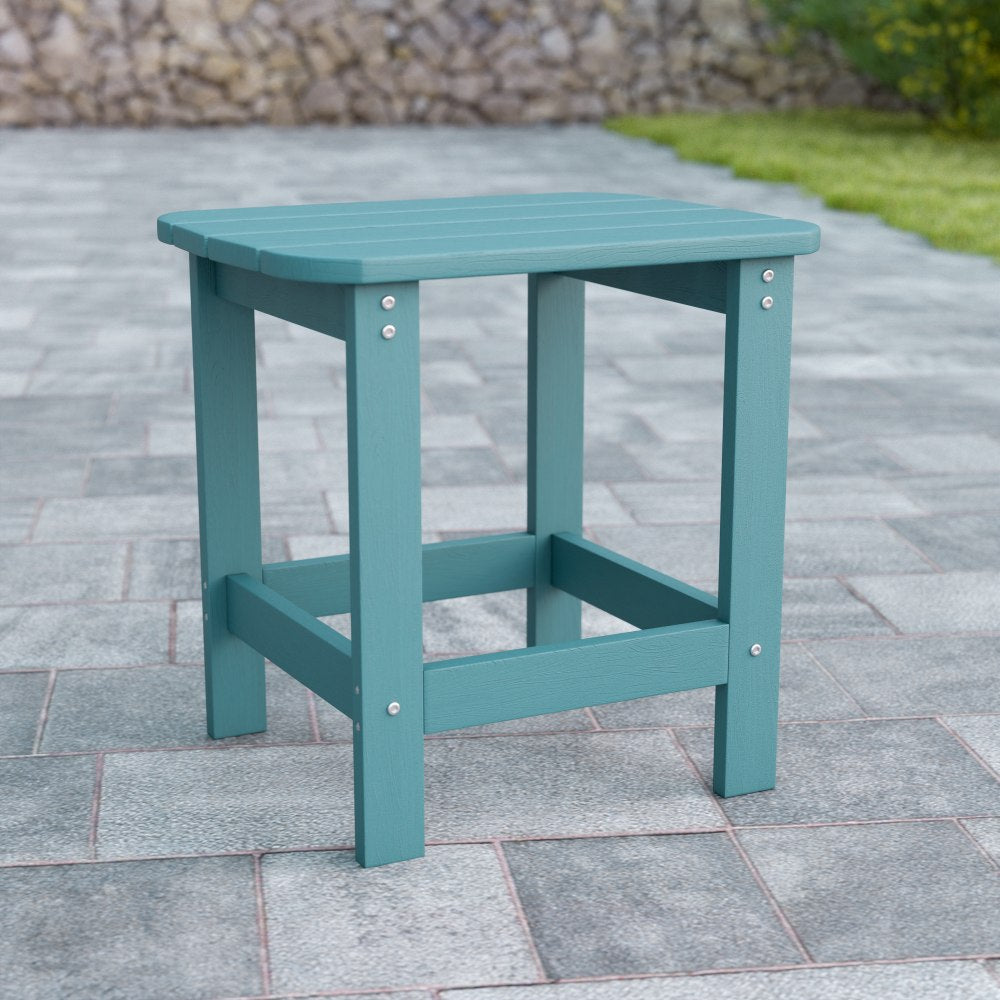 Flash Furniture Charlestown All-Weather Adirondack Side Table, 18-1/4inH x 18-3/4inW x 15inD, Sea Foam