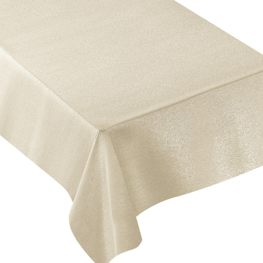 Amscan Metallic Fabric Table Cover, 60in x 84in, Vanilla Creme