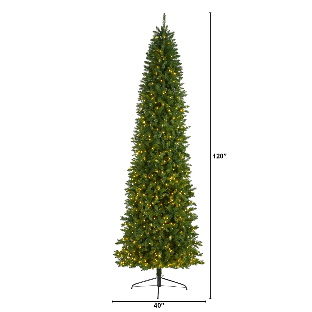 Nearly Natural Slim Green Mountain Pine Artificial Christmas Tree, 10'H