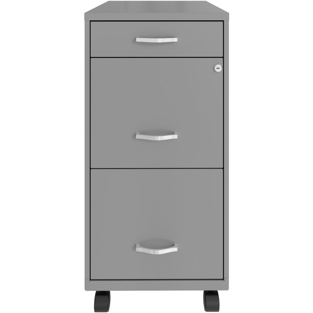 Realspace SOHO Organizer 18inD Vertical 3-Drawer Mobile File Cabinet, Silver