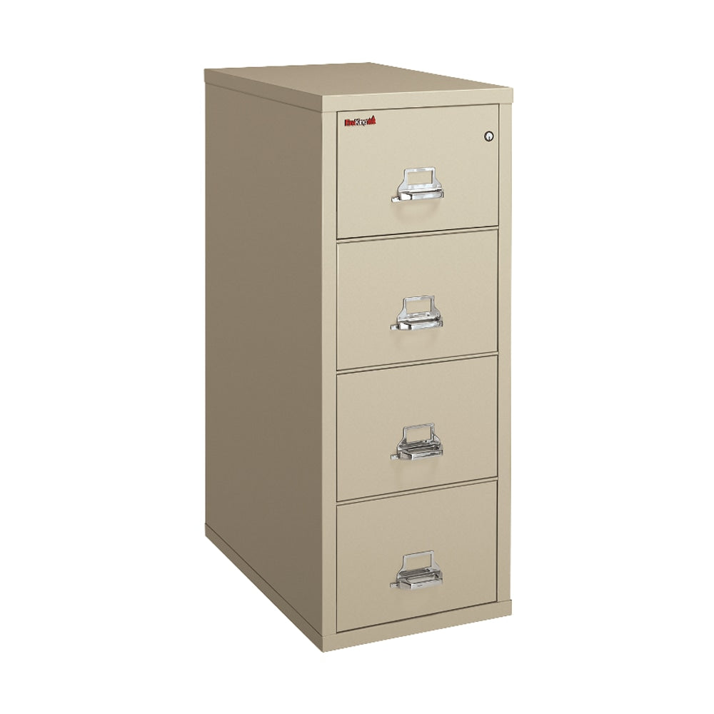 FireKing UL 1-Hour 31-5/8inD Vertical 4-Drawer Legal-Size Fireproof File Cabinet, Metal, Platinum, White Glove Delivery