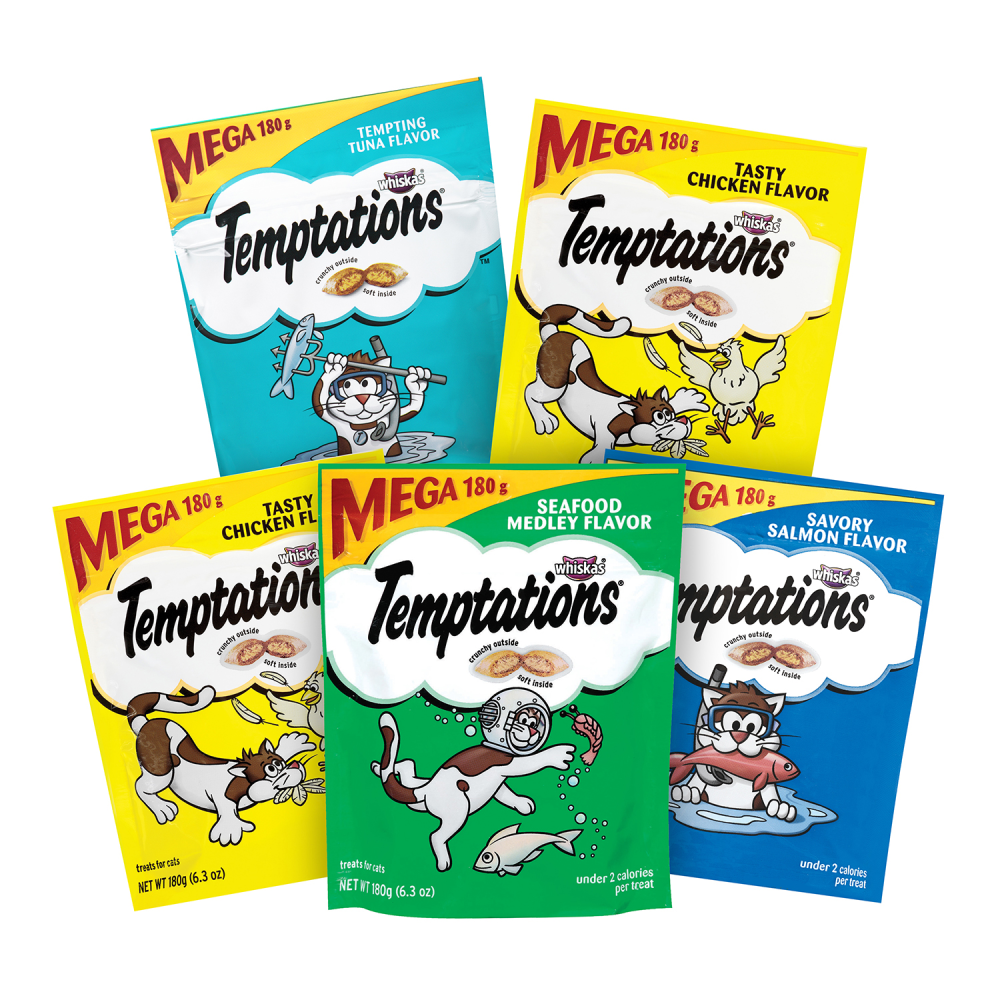 Temptations Cat Treats Mega Variety Packs, 6.3 Oz, Box Of 5 Packs