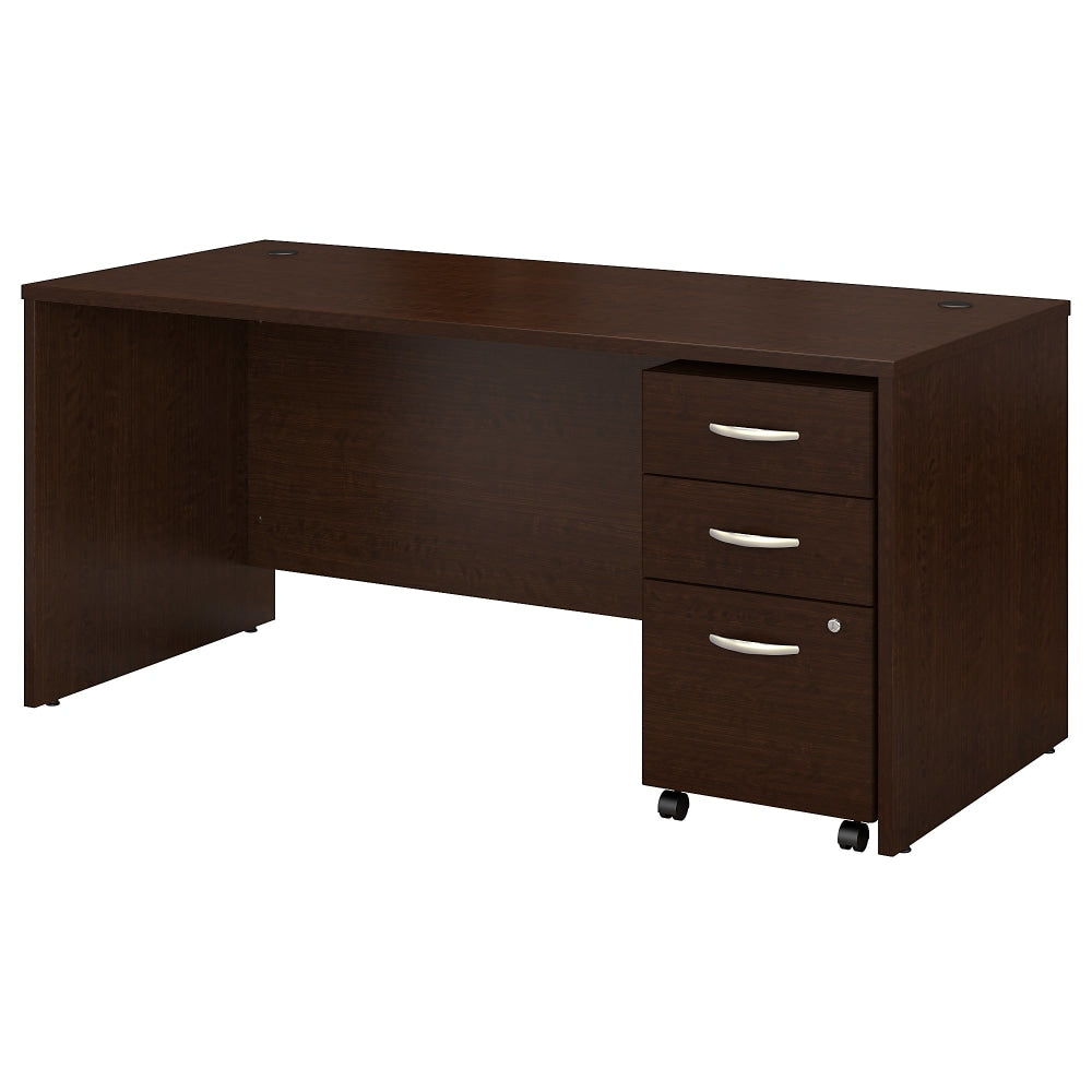 Bush Business Furniture Components 66inW Office Computer Desk With Mobile File Cabinet, Mocha Cherry, Standard Delivery