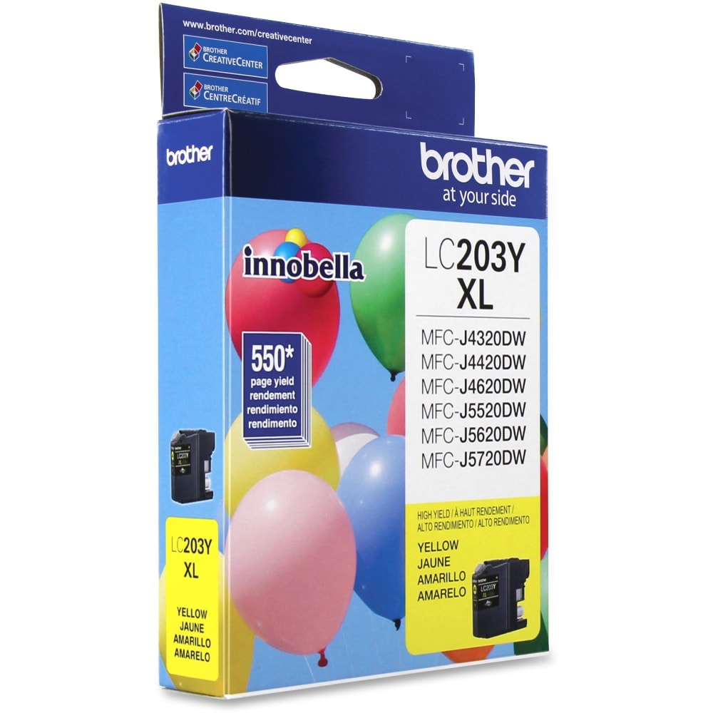 Brother LC203 Yellow High-Yield Ink Cartridge, LC203Y