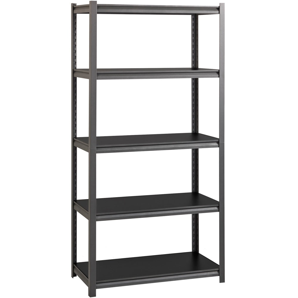 Lorell Riveted Storage Shelving Unit, 5-Shelf, 72inH x 36inW x 18inD, Black