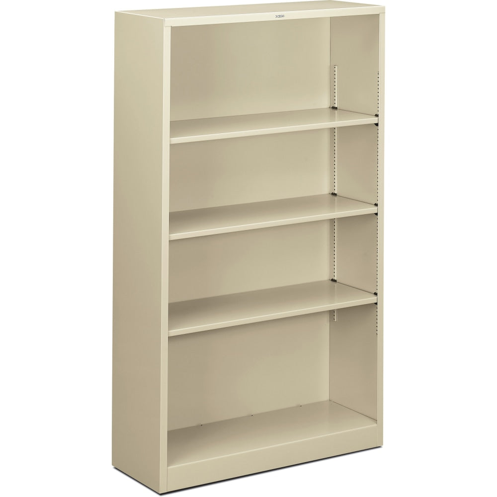 HON Brigade Steel Modular Shelving Bookcase, 4 Shelves, 60inH x 34-1/2inW x 12-5/8inD, Putty