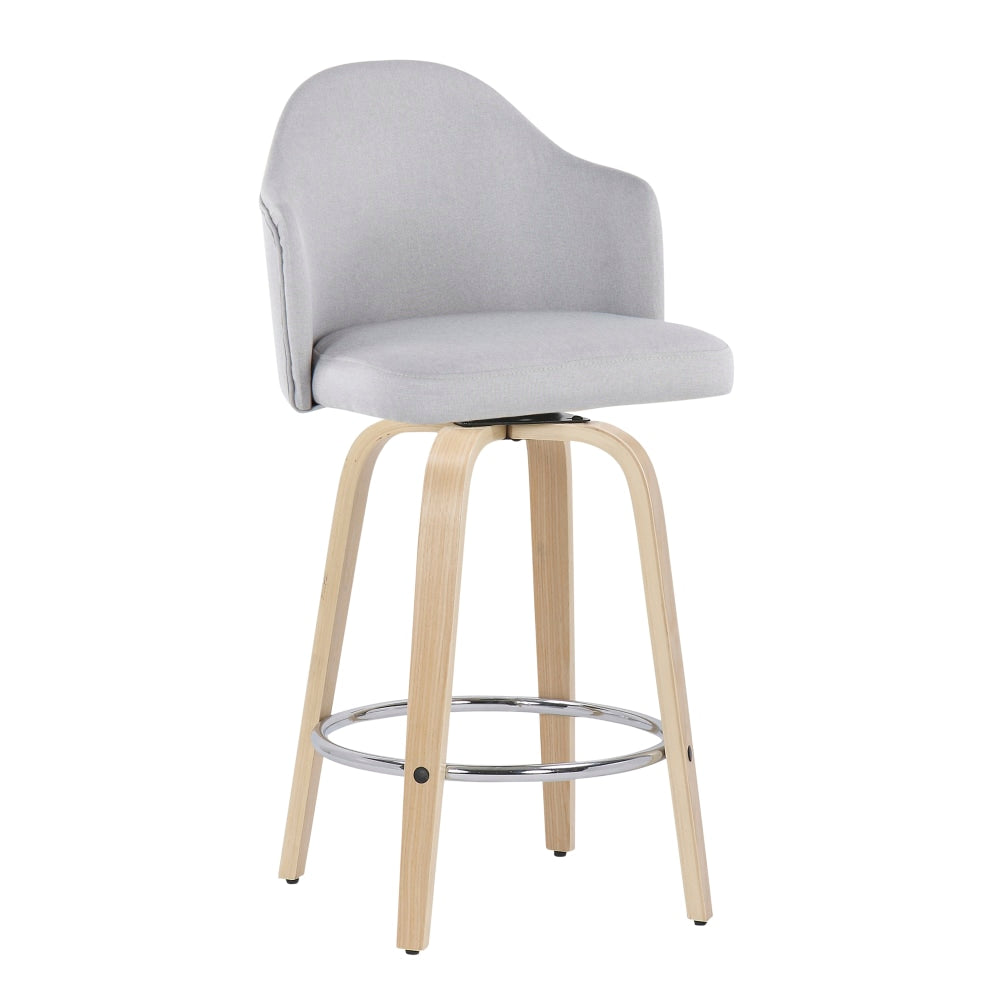 LumiSource Ahoy Fabric Counter Stools, Light Gray/Chrome/Natural, Set Of 2 Stools