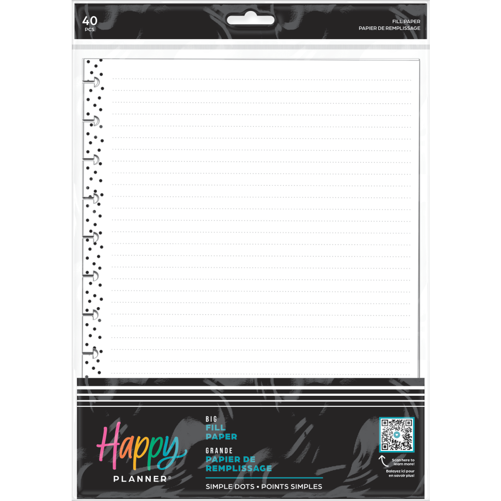 Happy Planner Big Filler Paper, 8-1/2in x 11in, Simple Dots, Pack Of 40 Sheets