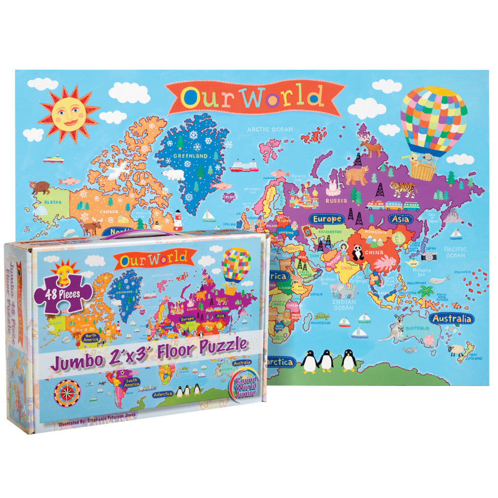 Round World Products Kids World Floor Puzzle, 24in x 36in