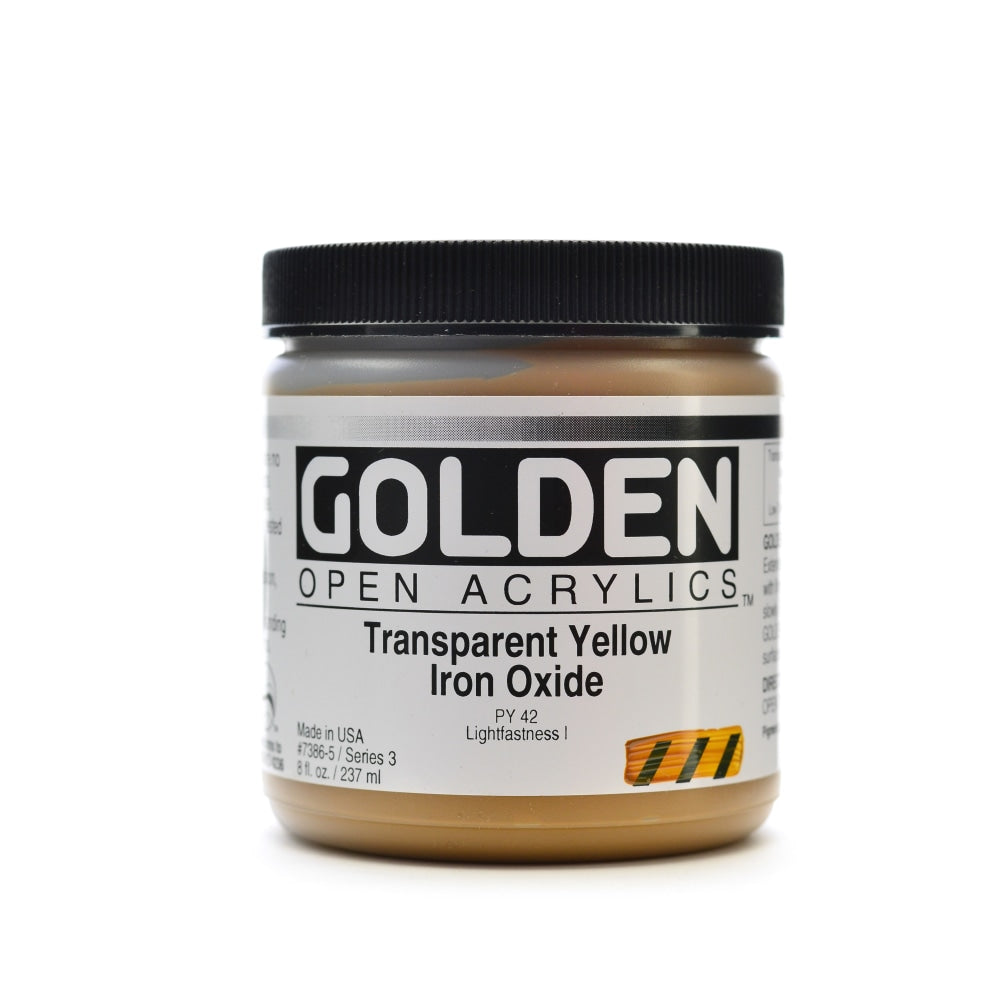 Golden OPEN Acrylic Paint, 8 Oz Jar, Transparent Yellow Iron Oxide