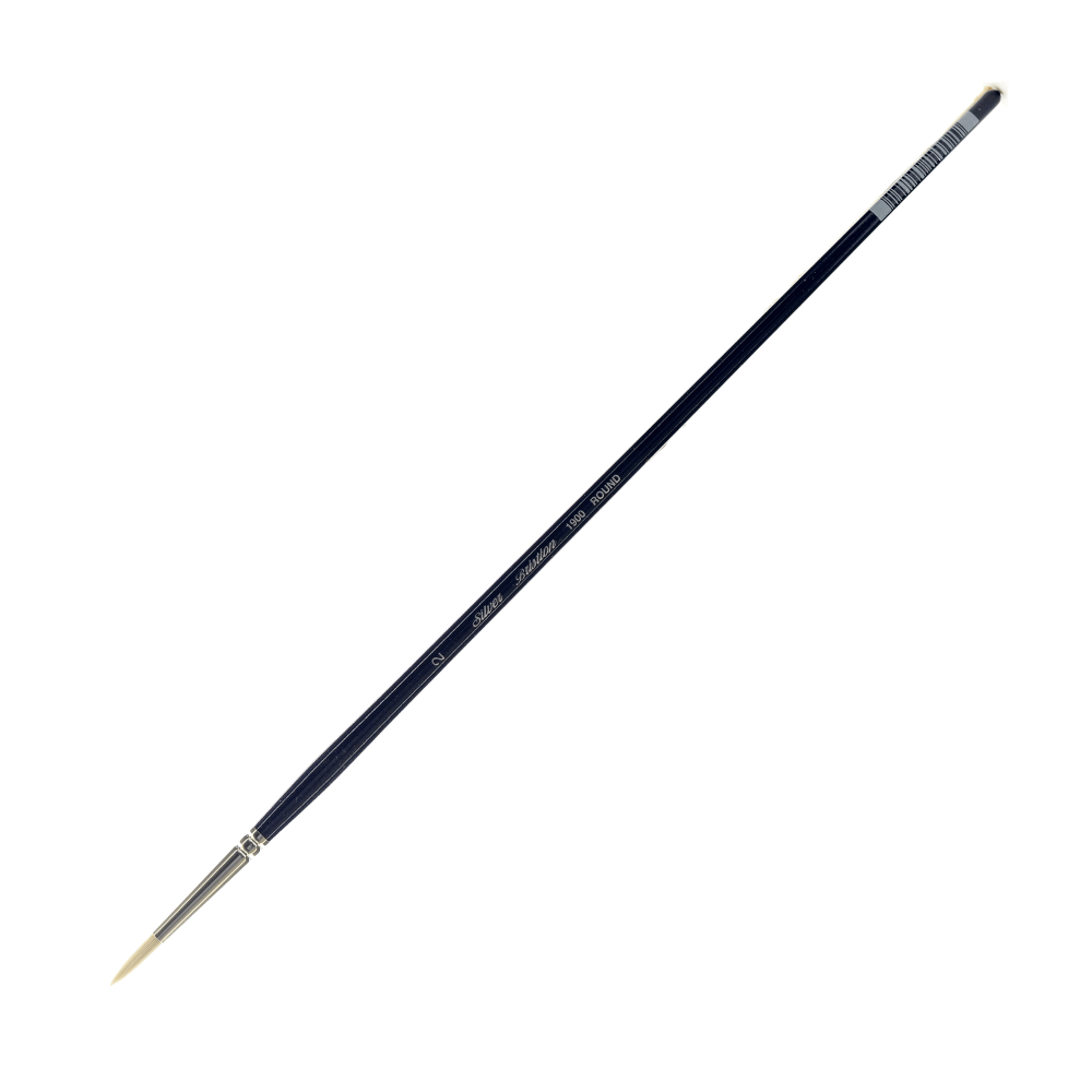 Silver Brush Bristlon Series Paint Brush, Size 2, Round Bristle, Synthetic, Deep Blue/Silver