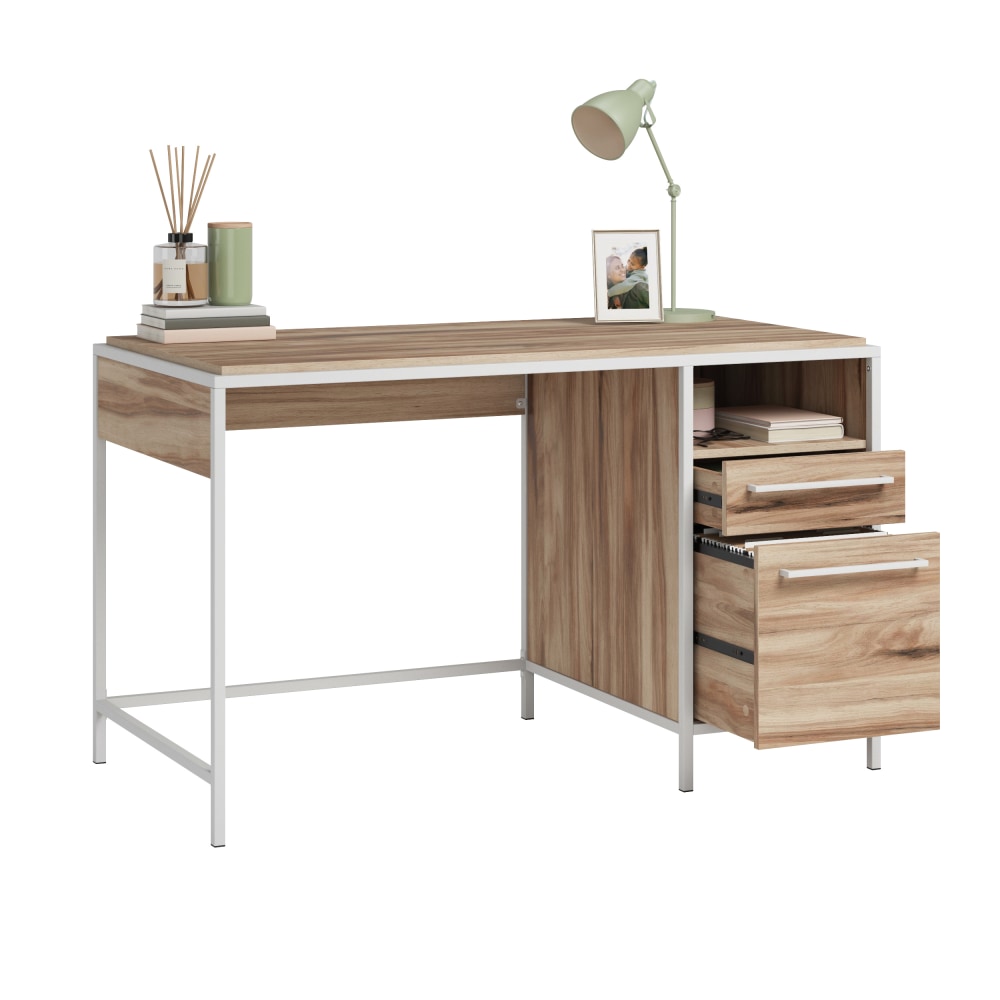 Sauder Nova Loft 49inW Single Pedestal Computer Desk, Kiln Acacia