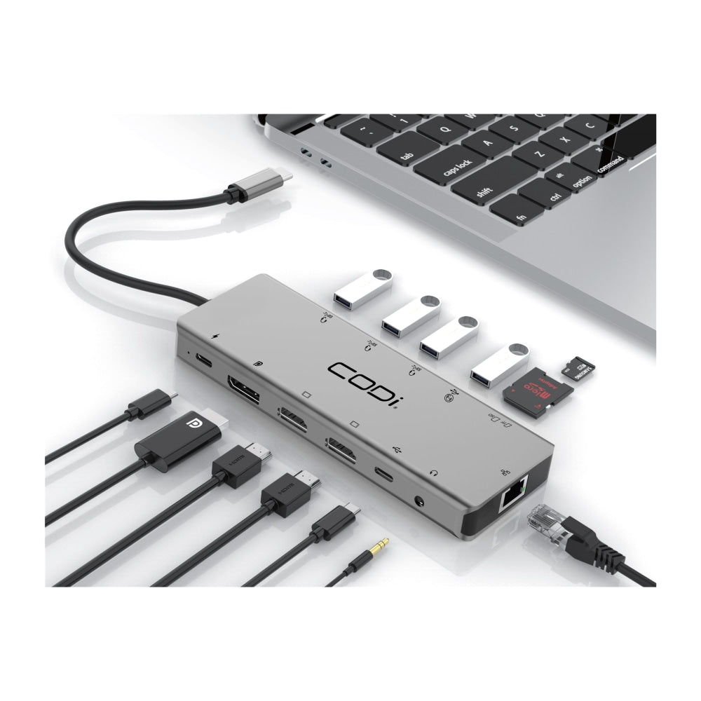 CODi 13-in-1 Multi-Port - Docking station - USB-C - 2 x HDMI, DP - 1GbE