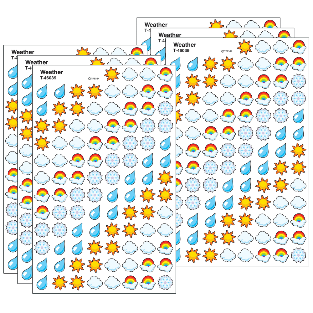 TREND Weather superShapes Stickers, 800 Per Pack, 6 Packs