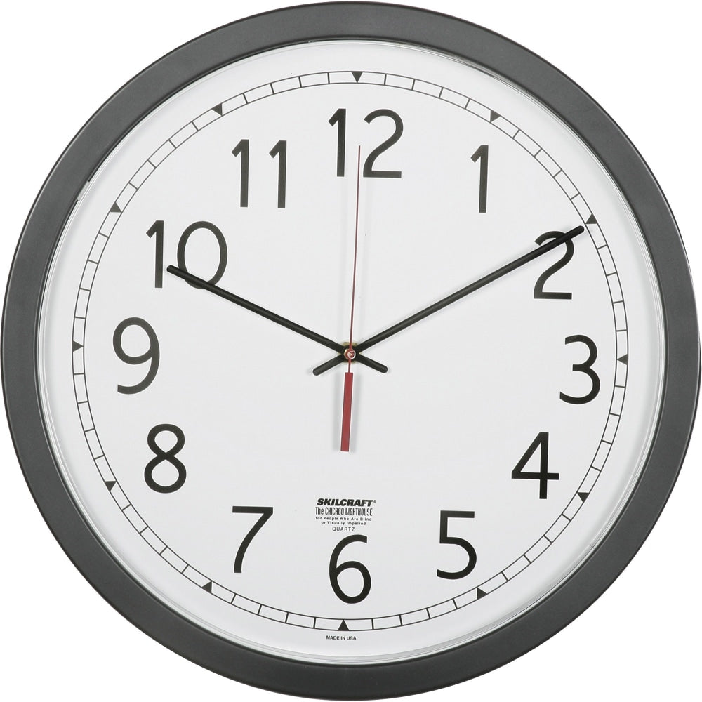 SKILCRAFT Quartz Movement Wall Clock, 16 1/2inW, Black (AbilityOne 6645-01-623-8824)