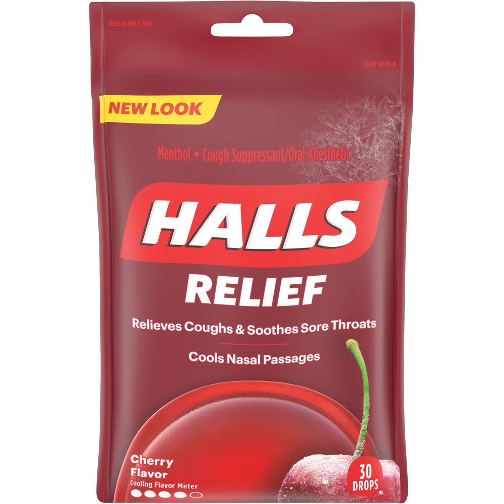 Cadbury Halls Cherry Cough Drops, Cherry, Box Of 12