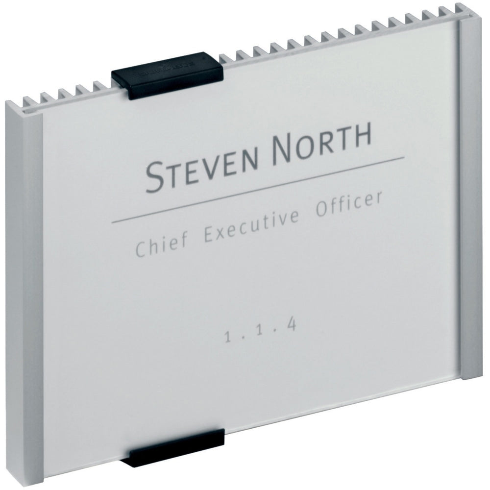 DURABLE Wall Mounted INFO SIGN - 6-1/8in x 4-3/8in - Rectangular Shape - Acrylic, Aluminum -Easy to Update - Silver - 1 Pack