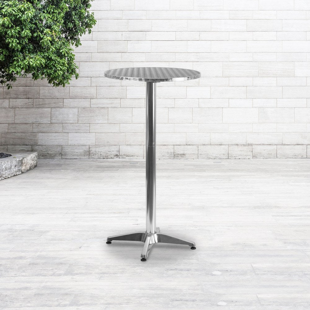 Flash Furniture Round Folding Bar Table With Aluminum Base, 45in x 23-1/4in, Silver