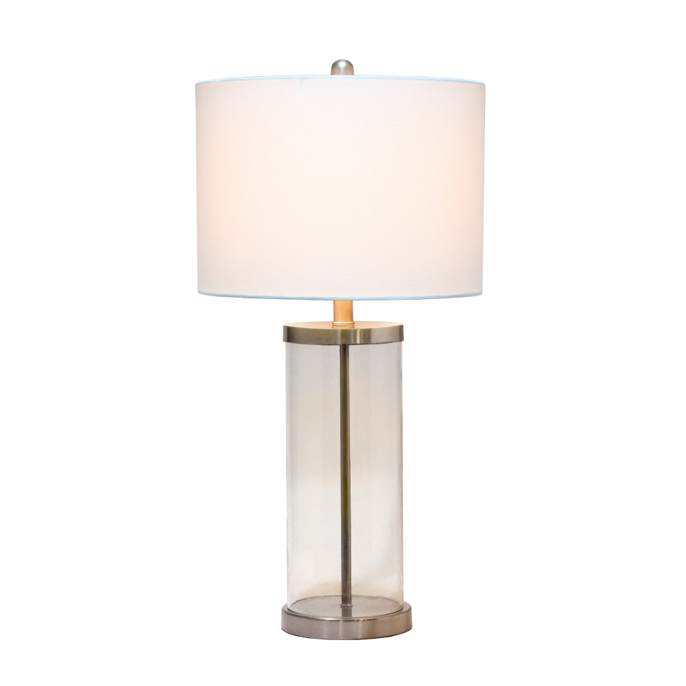 Lalia Home Entrapped Glass Table Lamp, 28inH, White Shade/Brushed Nickel Base