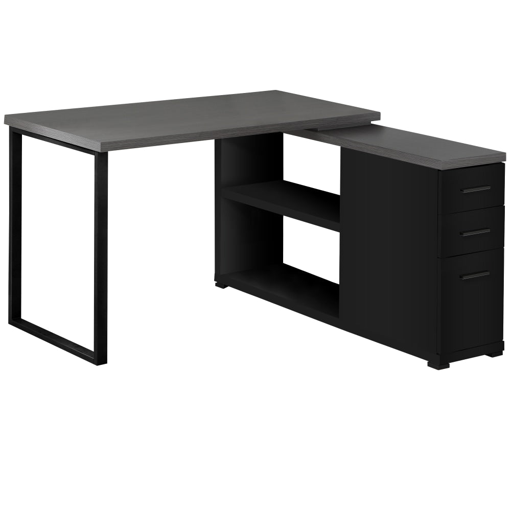 Monarch Specialties Eliza 48inW L Shaped Corner Desk With Return, Black/Gray