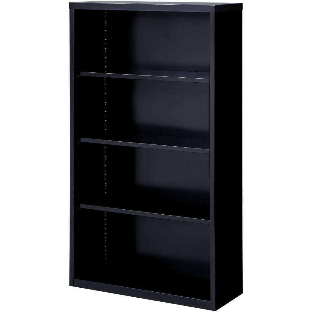 Lorell Fortress Series Steel Modular Shelving Bookcase, 4-Shelf, 60inH x 34-1/2inW x 13inD, Black