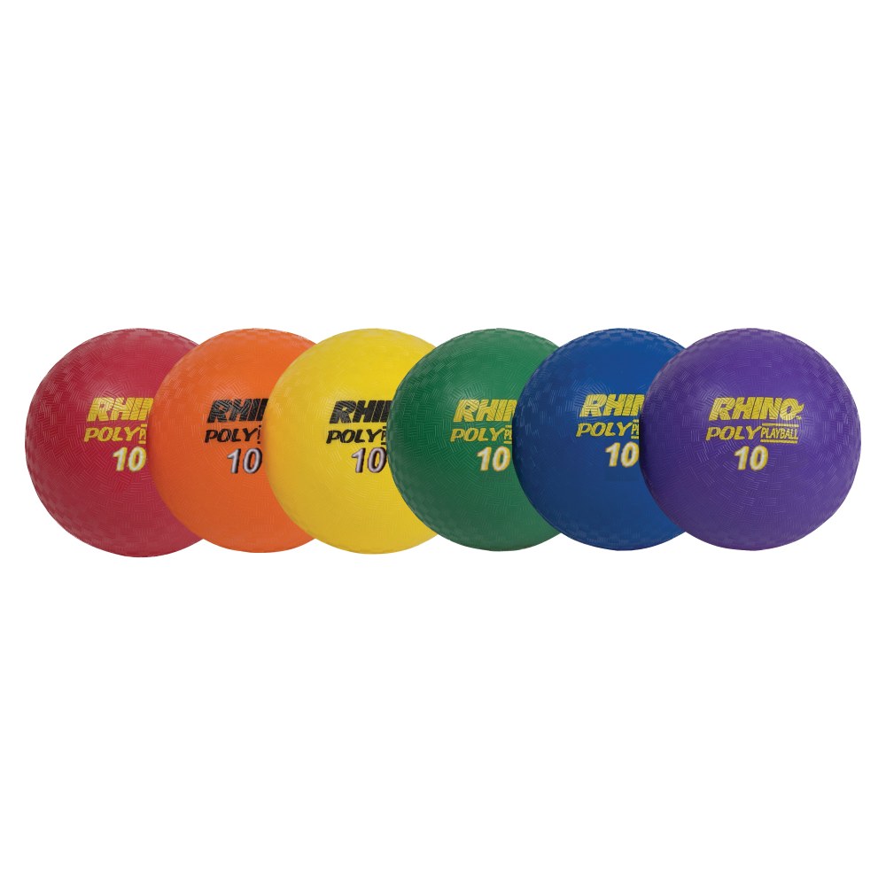 Champion Sports 10 Inch Poly Playground Ball Set - 10in - Red, Orange, Yellow, Green, Blue, Purple - 6 / Set