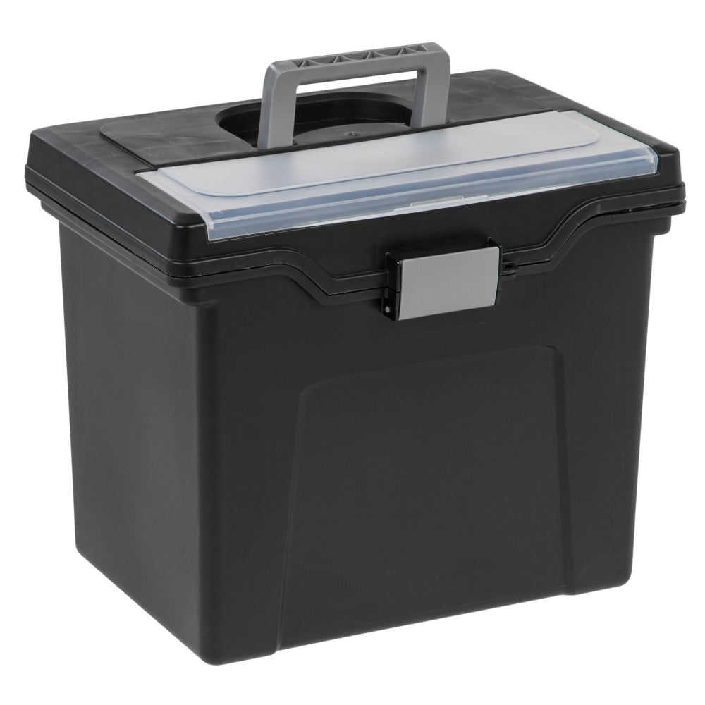 Office Depot Brand Mobile File Box, Large, Letter Size, 11 5/8inH x 13 3/8inW x 10inD, Black/Silver