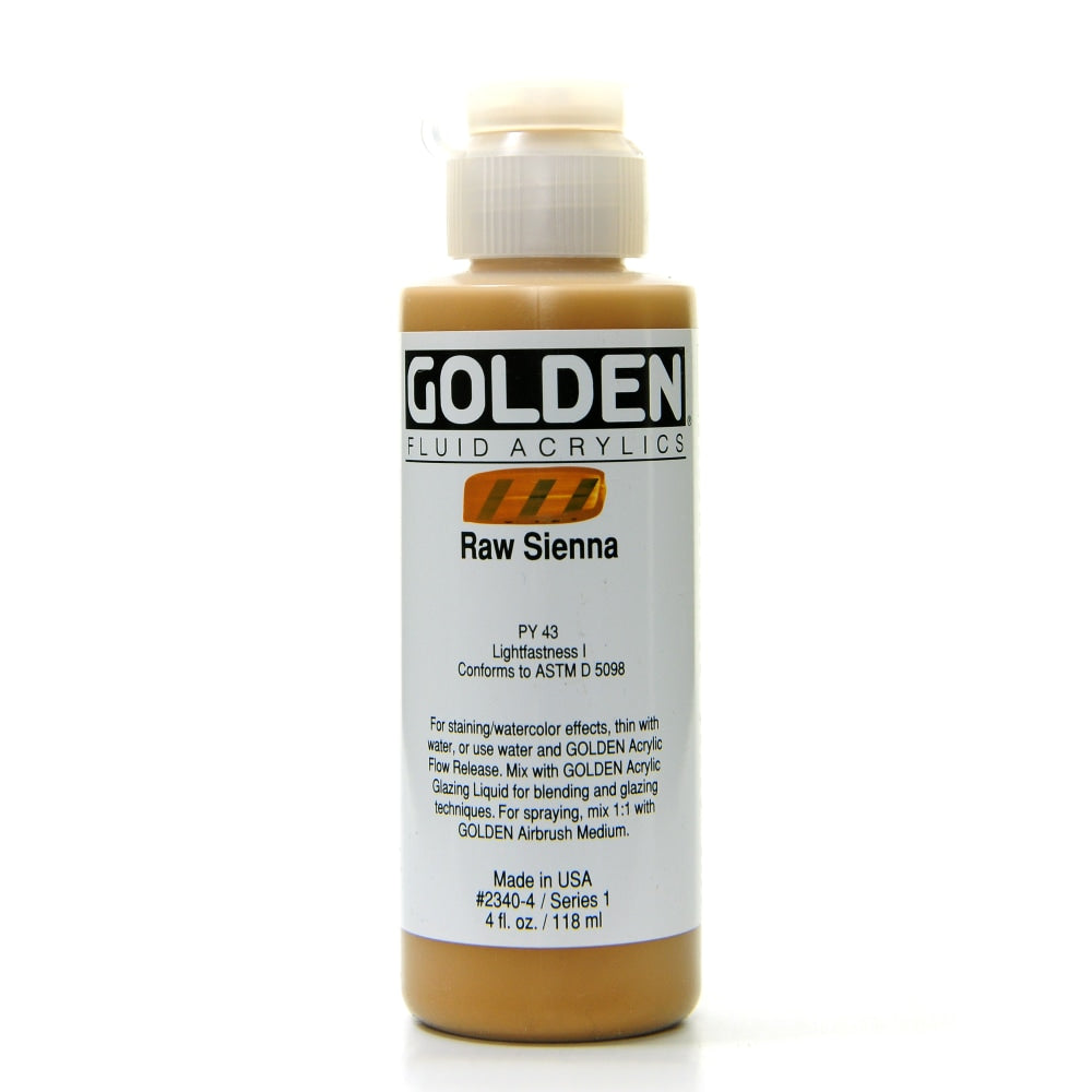 Golden Fluid Acrylic Paint, 4 Oz, Raw Sienna