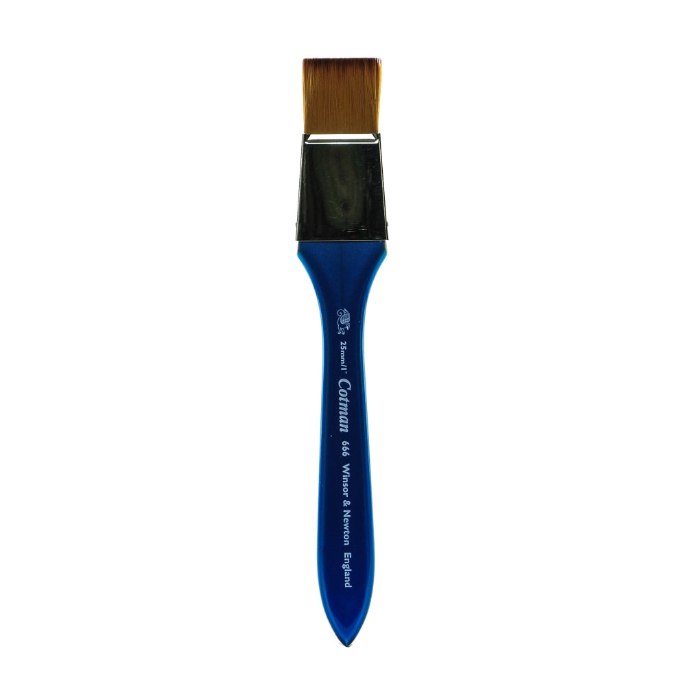 Winsor & Newton Cotman Watercolor Paint Brush, 1in, Wash Bristle, Synthetic, Blue