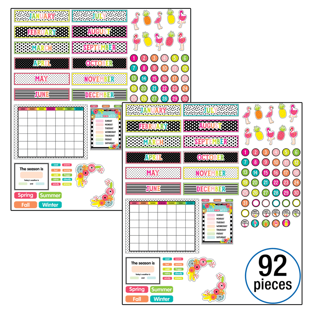 Schoolgirl Style Simply Stylish Tropical Pineapple Calendar Bulletin Board Sets, Pack Of 2 Sets