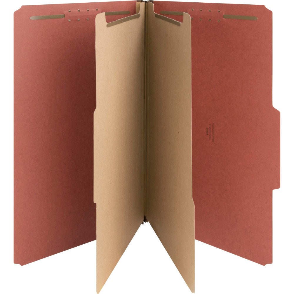 Nature Saver Classification Folders, Legal Size, 2 Partitions, 100% Recycled, Red, Box Of 10