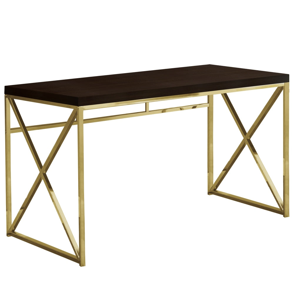 Monarch Specialties Lynn 48inW Computer Desk, Espresso/Gold