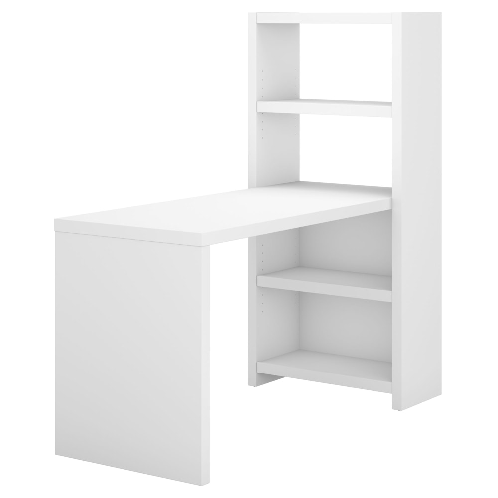 Bush Business Furniture Echo 56inW Bookcase Computer Desk, Pure White, Standard Delivery