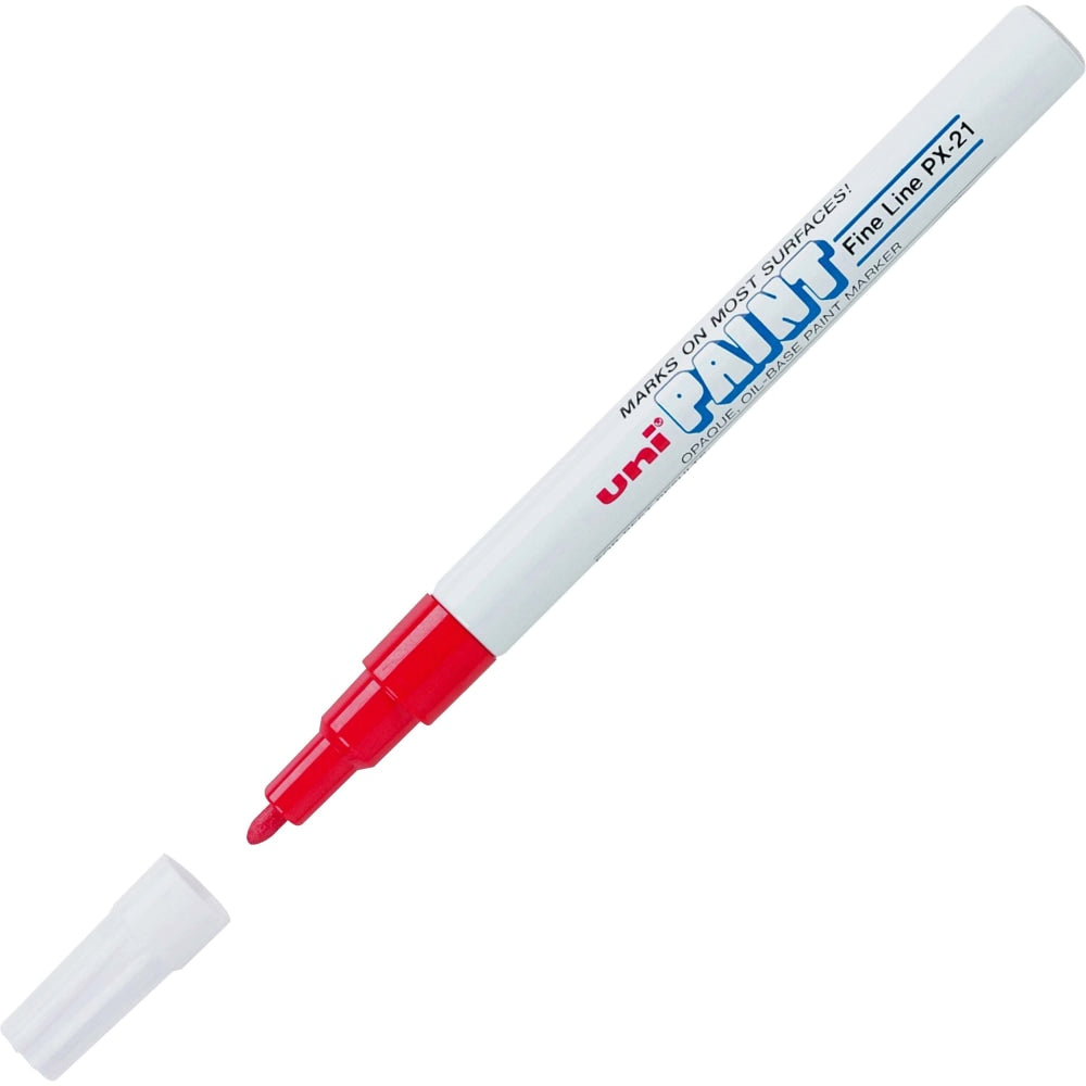 Uni-Ball Oil-Base Fine Line uni Paint Markers - Fine Marker Point - Red Oil Based Ink - 1 Each