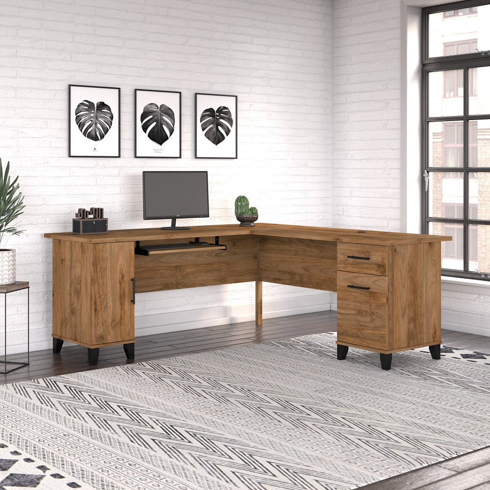 Bush Business Furniture Somerset 72inW L-Shaped Corner Desk With Storage, Fresh Walnut, Standard Delivery