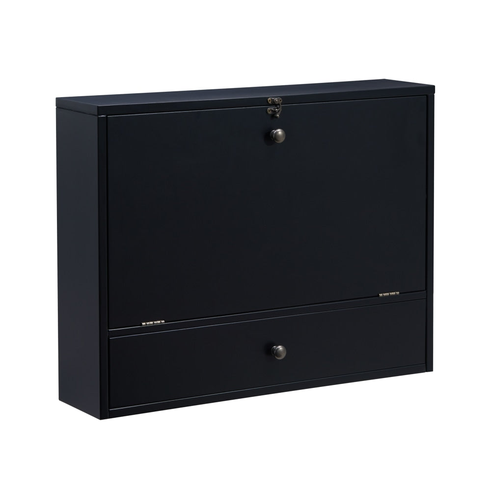 SEI Furniture Wall-Mount 26inW Writing Desk With Storage, Black