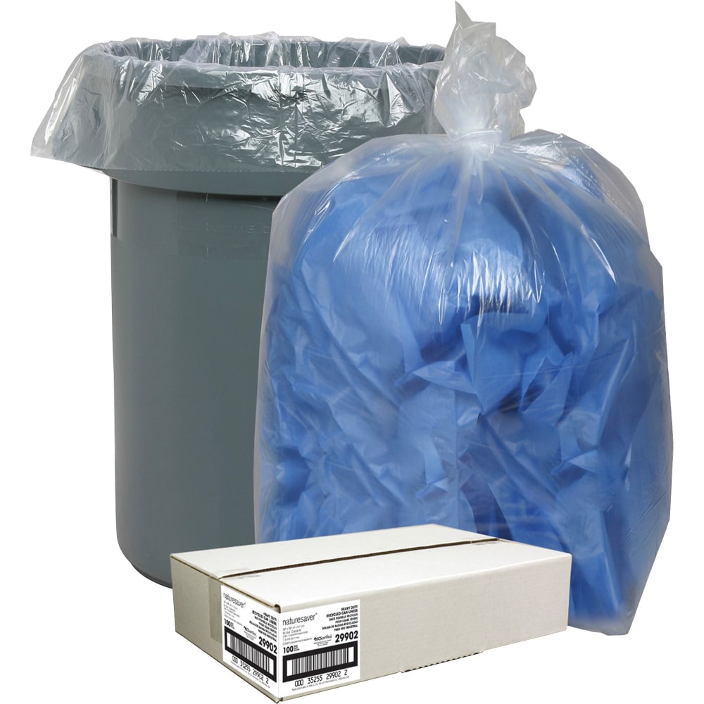 Nature Saver Trash Bags, 55 Gallon, 30% Recycled, Box Of 100