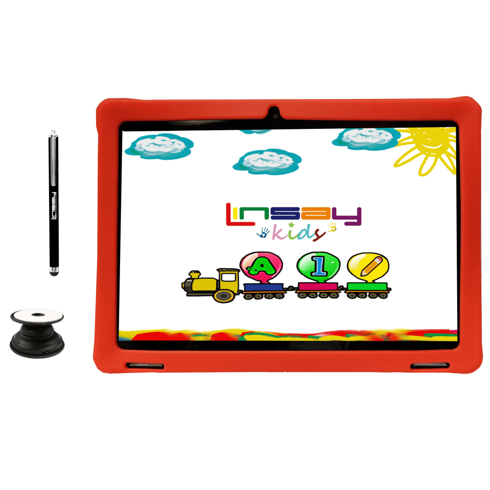 Linsay F10IPS Tablet, 10.1in Screen, 2GB Memory, 64GB Storage, Android 13, Red