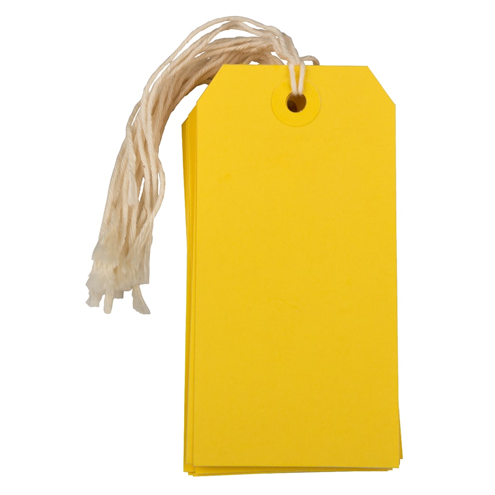 JAM Paper Medium Gift Tags, 4-3/4in x 2-3/8in, Yellow, Pack Of 10 Tags