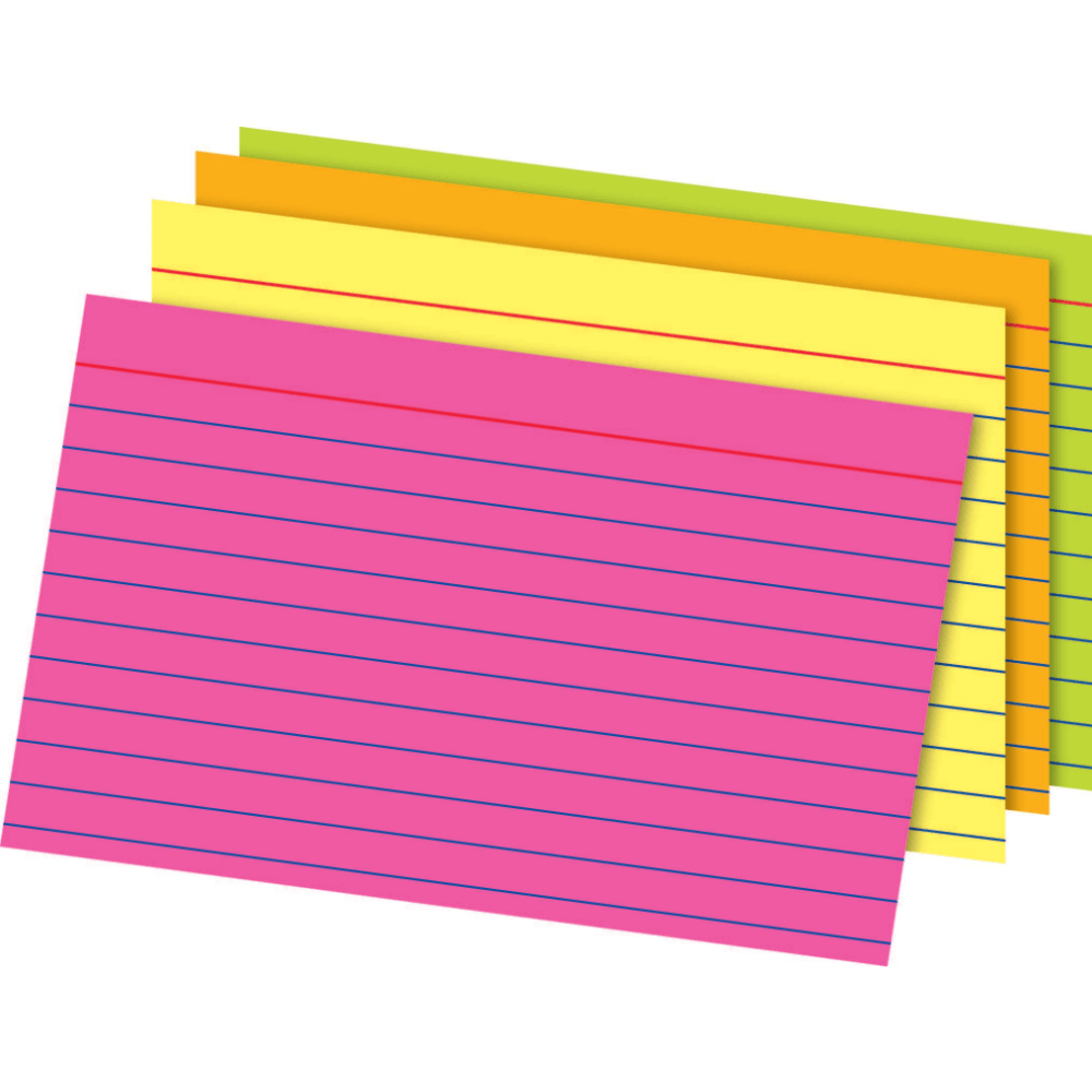 Office Depot Brand Glow Index Cards, 4in x 6in, Assorted Colors, Pack Of 100