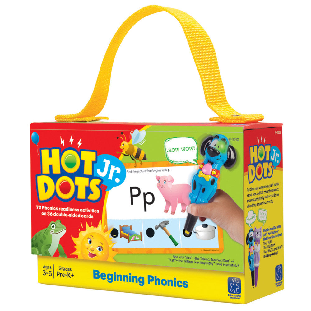 Educational Insights Hot Dots Jr. Beginning Phonics Card Set, 6 1/2in x 4 1/2in, Pre- K - Grade 2