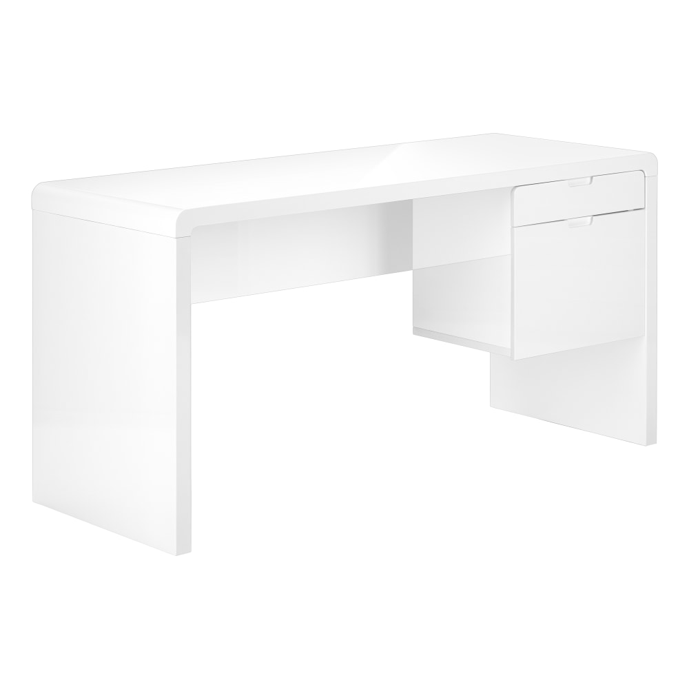 Monarch Specialties Rangel 60inW Computer Desk, Glossy White