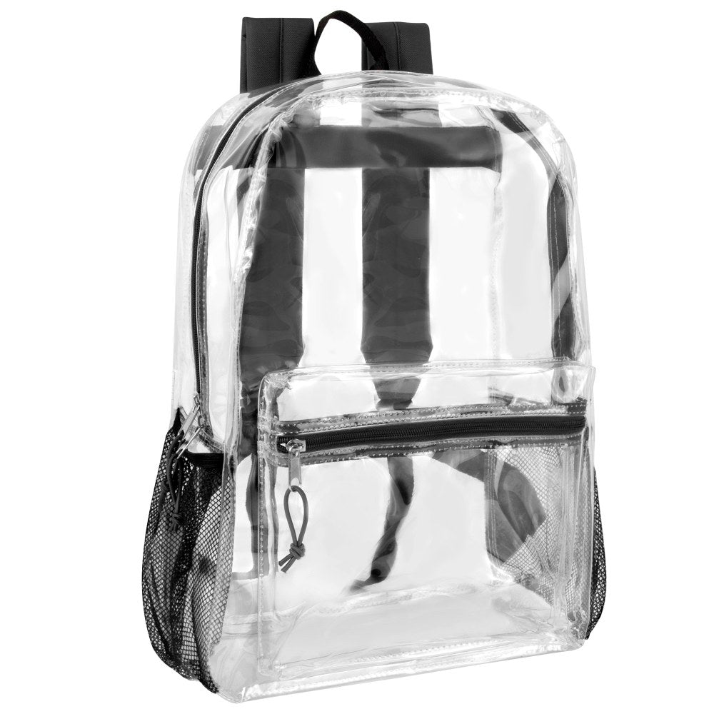 Trailmaker Classic Clear Backpacks, Assorted Trim, Case Of 24 Backpacks