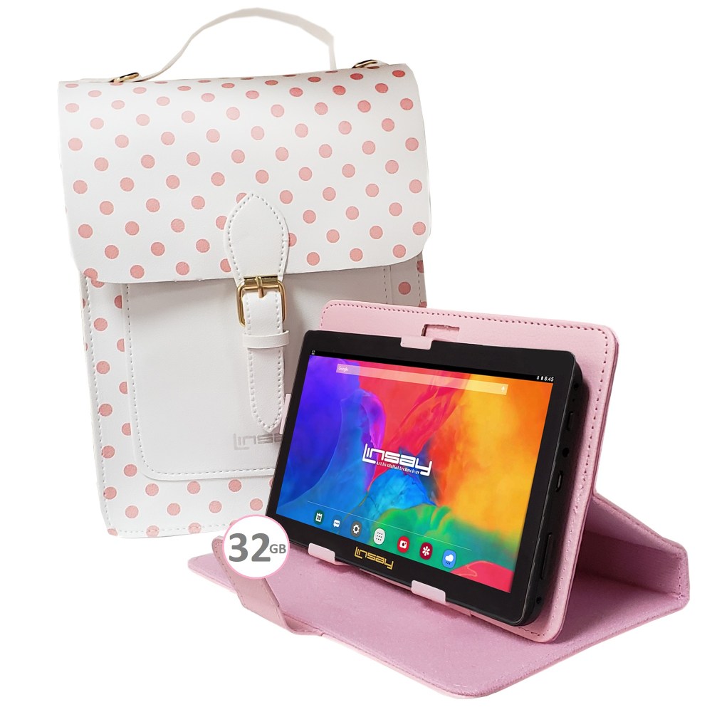 Linsay F7 Tablet, 7in Screen, 2GB Memory, 64GB Storage, Android 13, Sweet Pink