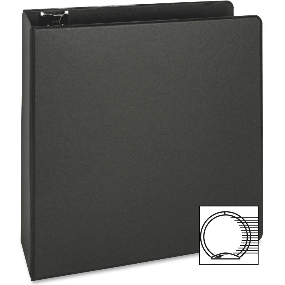 Business Source Basic Round-ring Binder - 3in Binder Capacity - Letter - 8 1/2in x 11in Sheet Size - 3 x Round Ring Fastener(s) - Inside Front & Back Pocket(s) - Vinyl - Black - 1.20 lb - Recycled - 1 / Each