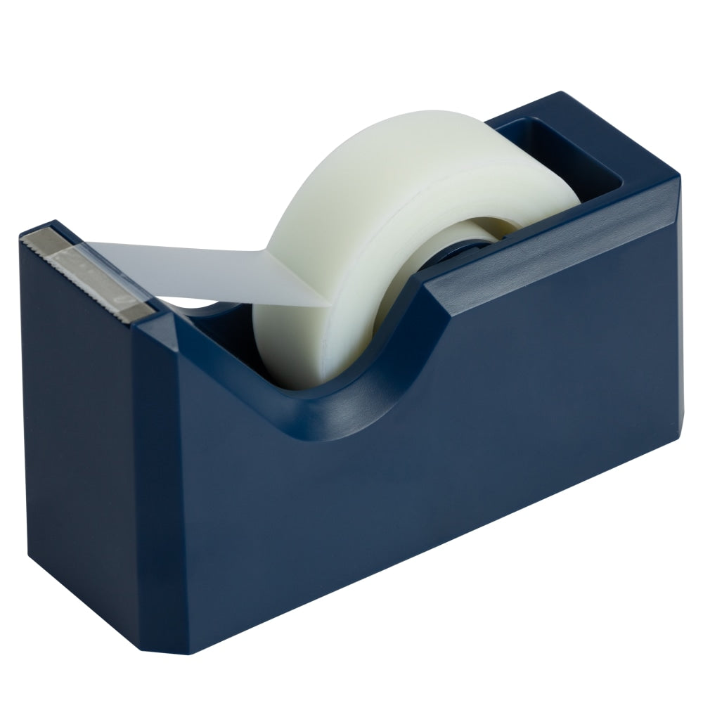 JAM Paper Plastic Tape Dispenser, 4-1/2inH x 2-1/2inW x 1-3/4inD, Navy Blue