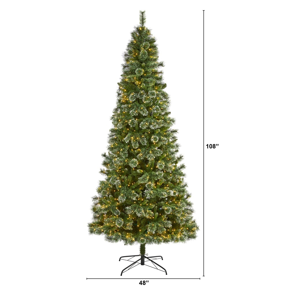 Nearly Natural Wisconsin Slim Snow Tip Pine Artificial Christmas Tree, 9'H