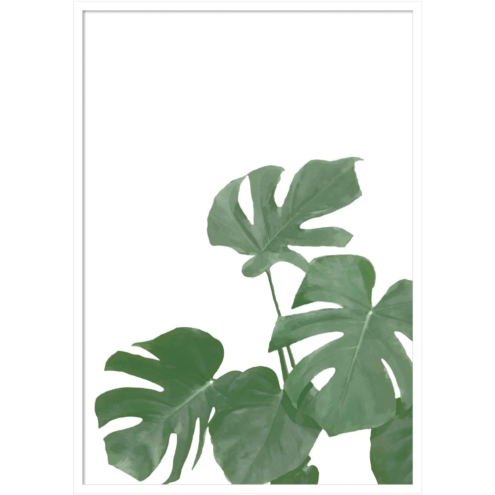 Amanti Art Monstera Aqua 04 by 1x Studio II Wood Framed Wall Art Print, 29inW x 41inH, White