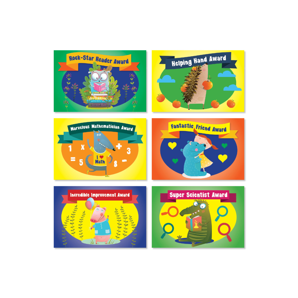 Scholastic Classroom Awards Postcards, 6in, 6 Postcards Per Pack, Set Of 6 Packs